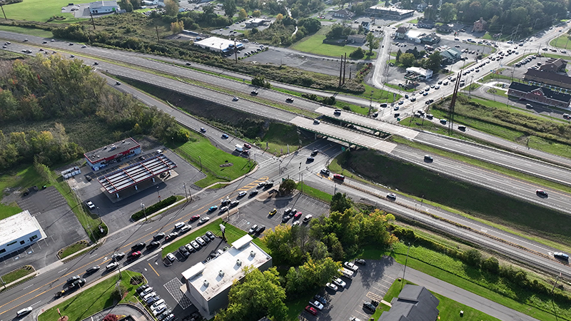 Aerial view from northeast corner of State Route 31 and Interstate 81 interchange.  